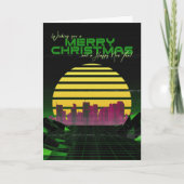 Green Synthwave Weihnachtskarte Feiertagskarte (Vorderseite)