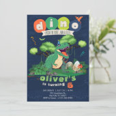 Green T-rex Adventure 6th Birthday Invitation   Einladung (Stehend Vorderseite)