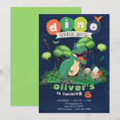 Green T-rex Adventure 6th Birthday Invitation   Einladung (Vorne/Hinten)