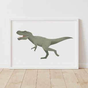 Green T Rex Dinosaurier Kids Room Poster