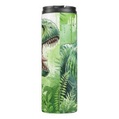 Green T-Rex Jungle Watercolor Roar Thermosbecher (Rückseite)