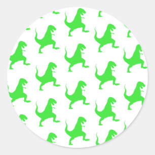 Green t-rex pattern runder aufkleber