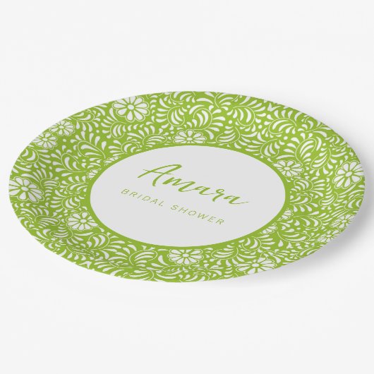 GREEN TALAVERA BRAUTPARTY PAPPTELLER (Schrägansicht)