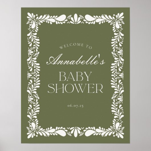 Green Talavera Tile Fiesta Baby Dusche Willkommen Poster (Vorne)