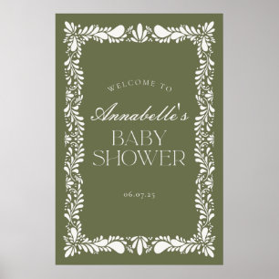 Green Talavera Tile Fiesta Baby Dusche Willkommen Poster