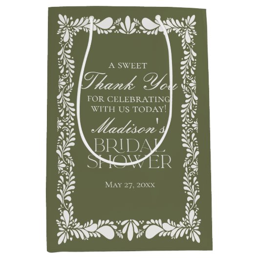 Green Talavera Tile Fiesta Brautparty Favoriten Mittlere Geschenktüte (Vorderseite)