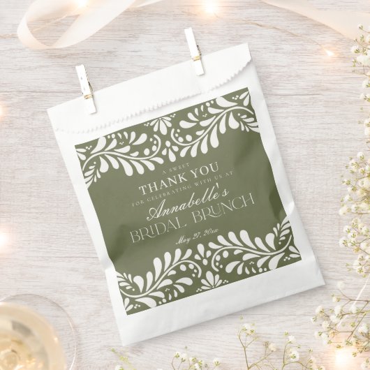 Green Talavera Tile Fiesta Bridal Brunch Dessert Geschenktütchen (Ausgeschnitten)