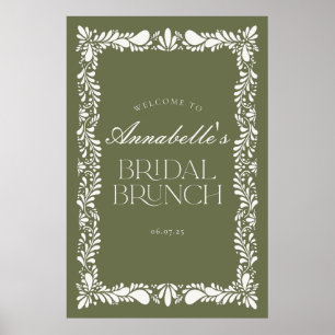 Green Talavera Tile Fiesta Bridal Brunch Willkomme Poster