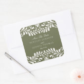 Green Talavera Tile Fiesta Save the Date Envelope Quadratischer Aufkleber (Umschlag)