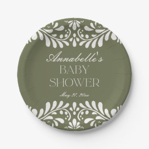 Green Talavera Tile Spanische Fiesta Babydusche Pappteller