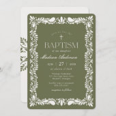 Green Talavera Tile Spanische Fiesta Taufe Einladung (Vorne/Hinten)