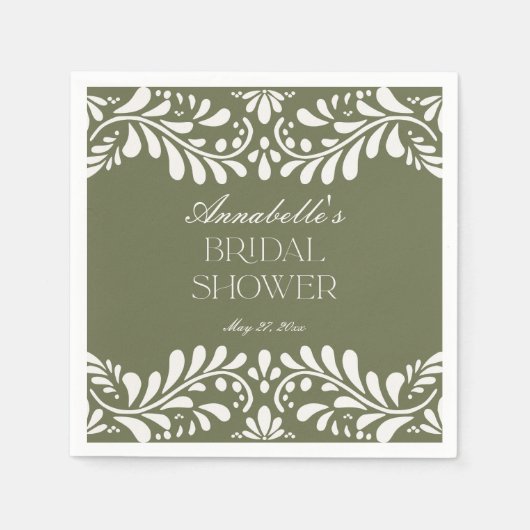 Green Talavera Tile Spanisches Fiesta-Brautparty Serviette (Vorderseite)