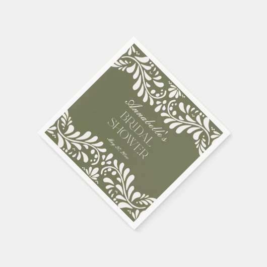 Green Talavera Tile Spanisches Fiesta-Brautparty Serviette (Ecke)