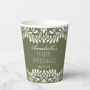 Green Talavera Tile Spanish Fiesta Baby Sprinkle Pappbecher