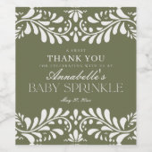 Green Talavera Tile Spanish Fiesta Baby Sprinkle Weinetikett (Einzelnes Label)