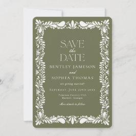 Green Talavera Tile Spanish Fiesta Save the Date Einladung