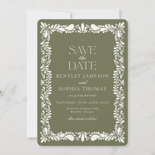 Green Talavera Tile Spanish Fiesta Save the Date Einladung (Vorderseite)