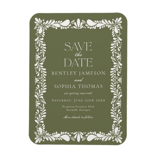 Green Talavera Tile Spanish Fiesta Save the Date Magnet (Vertikal)