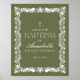 Green Talavera Tile Spanish Fiesta Taufe Willkomme Poster