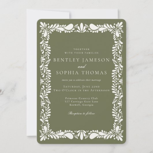 Green Talavera Tile Spanish Fiesta Wedding Einladung (Vorderseite)