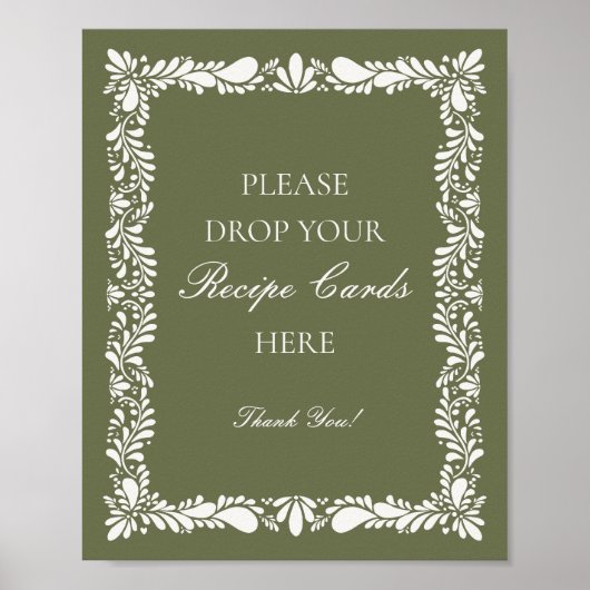 Green Talavera Tile Spanish Share a Recipe Bridal Poster (Vorne)