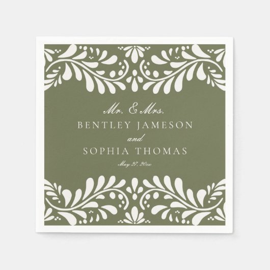 Green Talavera Tile Spanish Style Fiesta Wedding Serviette (Vorderseite)