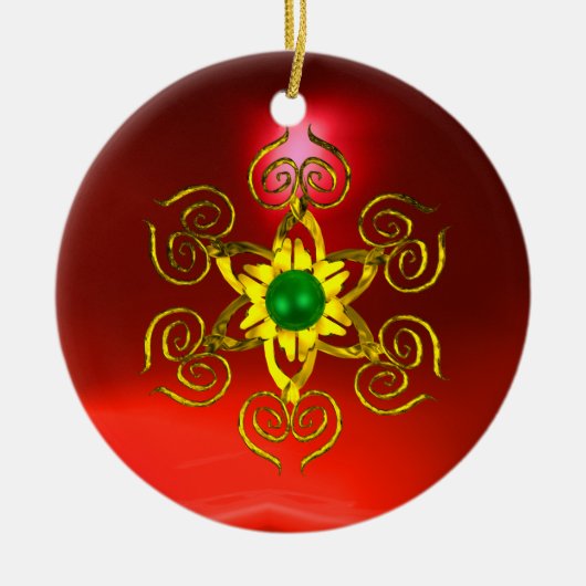 GREEN TALISMAN , RED RUBY KERAMIKORNAMENT (Vorne)