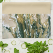 Green & Tan Abstrakt Küchentuch (Gefaltet)