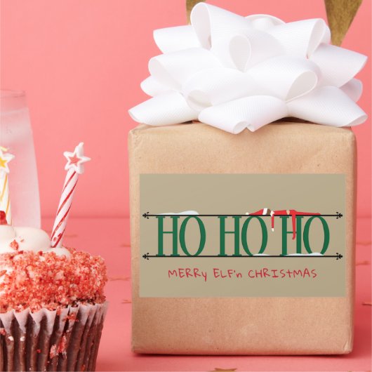 Green & Tan Elf Shenanigans Rechteckiger Aufkleber (Party)