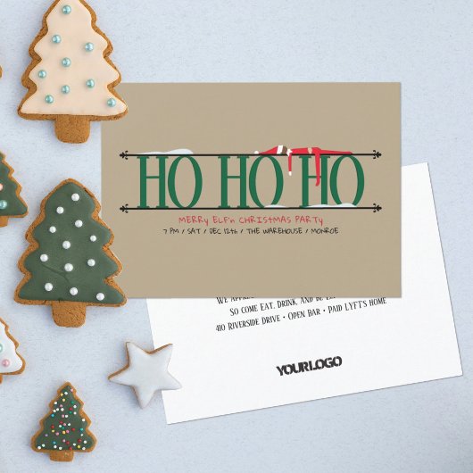 Green & Tan Elf Shenanigans Weihnachtsfeiertag Par Einladung