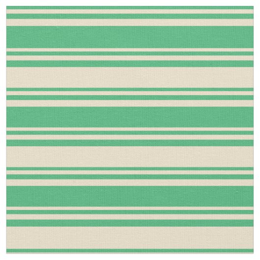 Green & Tan-farbenes Linienmuster Stoff (Nahaufnahme)