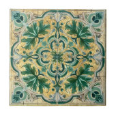 Green Tan Gold Look Talavera Azulejo Tile Fliese (Vorderseite)