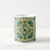 Green Tan Gold Look Talavera Azulejo Tile Kaffeetasse (Mittel)