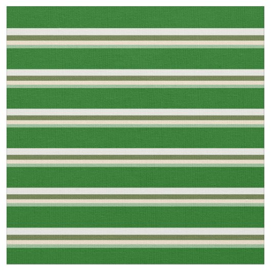 Green, Tan, Olive Green, White & Dark Green Stoff (Nahaufnahme)