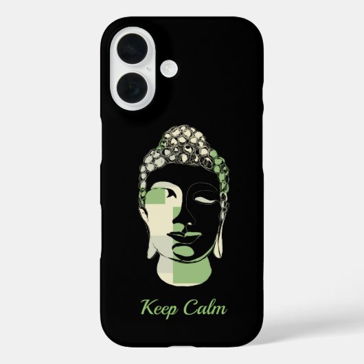 Green & Tan Squares handgezeichnete Buddha-Silhoue Case-Mate iPhone Hülle (Rückseite)