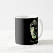 Green & Tan Squares handgezeichnete Buddha-Silhoue Kaffeetasse (VorderseiteRechts)