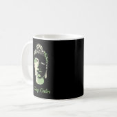 Green & Tan Squares handgezeichnete Buddha-Silhoue Kaffeetasse (Vorderseite Links)