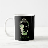 Green & Tan Squares handgezeichnete Buddha-Silhoue Kaffeetasse (Links)
