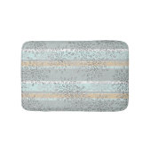 Green Tan Streifen Grau Weiße Blätter Muster Badematte (Vorderseite)