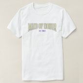 Green + Tan Stripe Purple MAID OF HONOR  T-Shirt (Design vorne)