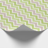 GREEN TAN WHITE ZIG ZAG STRIPES GESCHENKPAPIER (Ecke)