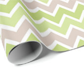 GREEN TAN WHITE ZIG ZAG STRIPES GESCHENKPAPIER (Rolleneckpunkt)