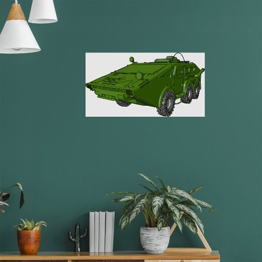 Green Tank Military Vehicle Poster