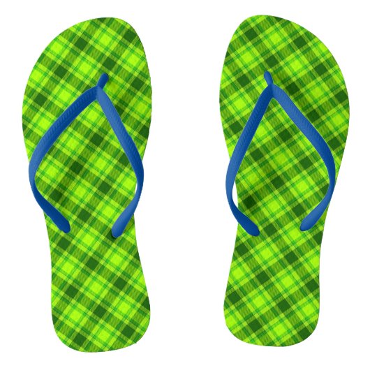 Green Tartan Checkered Kariert Pattern-57578 Badesandalen (Fußbett)
