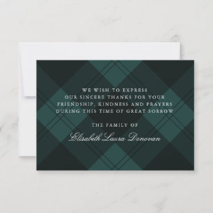 Green Tartan Classic Beerdigung Beileid Vielen Dan Einladung