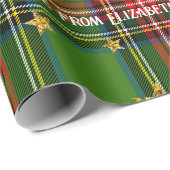 Green Tartan Gold Star Personalisierte Weihnachten Geschenkpapier (Rolleneckpunkt)