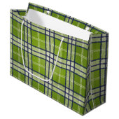 Green Tartan Große Geschenktüte (Vorderseite Schrägansicht)