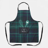 Green Tartan Kariert Imitats Pocket Spoon & Whisk  Schürze (Vorderseite)