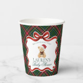 Green Tartan Plaid Christmas Bear Baby Shower Pappbecher (Rückseite)
