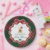 Green Tartan Plaid Christmas Bear Baby Shower  Pappteller (Party)